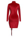 Red 1970s Solid Long Sleeves Velvet Dress
