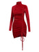 Red 1970s Solid Long Sleeves Velvet Dress