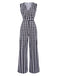 Black 1930s Houndstooth V-Neck Sleeveless Jumpsuit