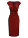 Red 1960s Hollow Out Button Satin Dress