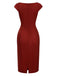 Red 1960s Hollow Out Button Satin Dress