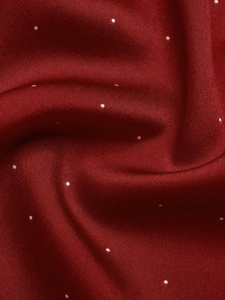 Red 1960s Hollow Out Button Satin Dress