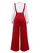 2PCS 1970s Satin High Neck Blouse & Suspender Pants