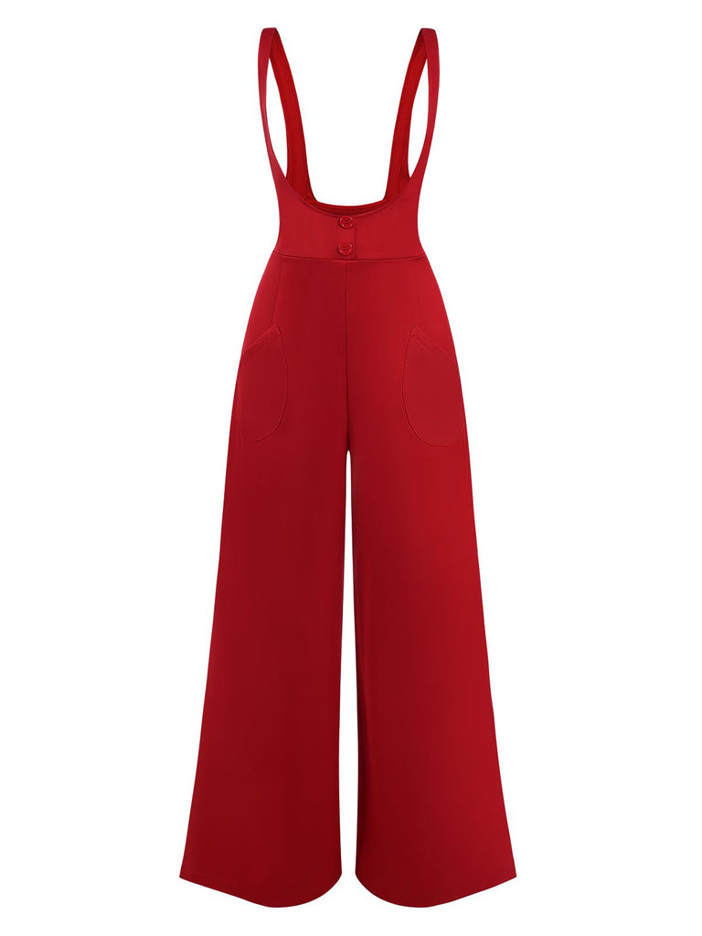 2PCS 1970s Satin High Neck Blouse & Suspender Pants