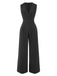 Gray 1940s Pinstripes Sleeveless Lapel Jumpsuit