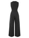 Gray 1940s Pinstripes Sleeveless Lapel Jumpsuit