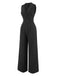 Gray 1940s Pinstripes Sleeveless Lapel Jumpsuit