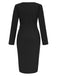 1960s Solid V-Neck Pleated Button Dress