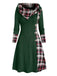 White 1950s Plaid Knit Hooded Dress