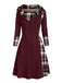 White 1950s Plaid Knit Hooded Dress