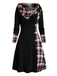 White 1950s Plaid Knit Hooded Dress