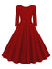 1950s Solid Belted Swing Dress