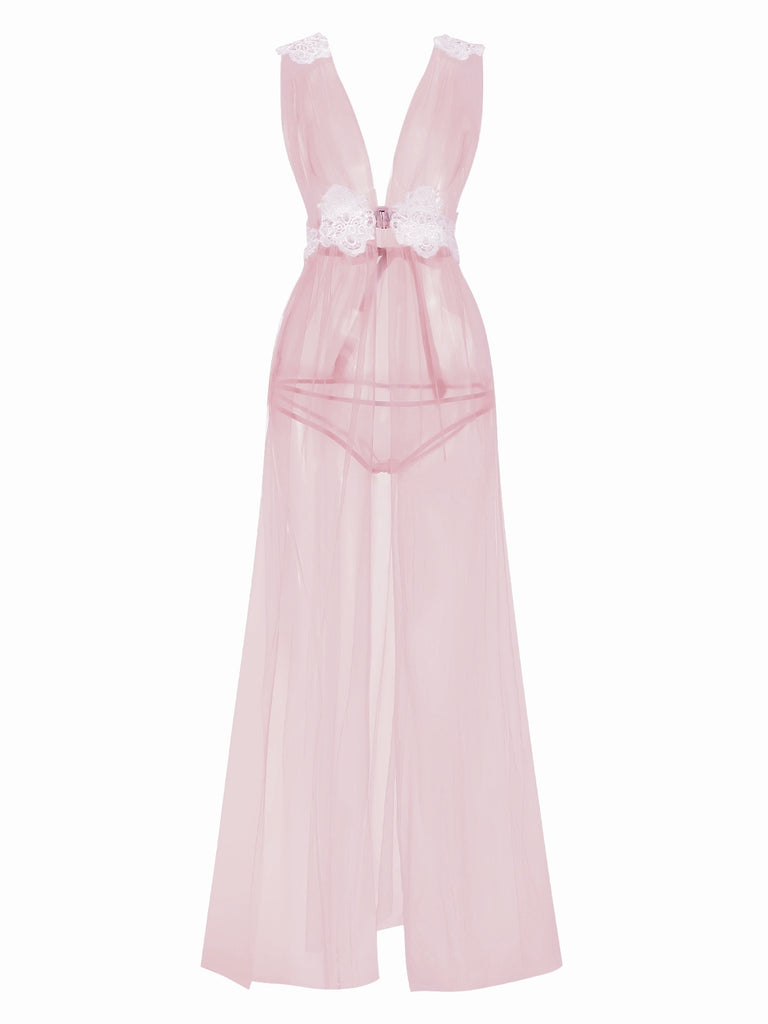 1970s Sheer Lace Mesh Nightgown