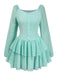 Light Blue 1960s Solid Layered Hem Chiffon Dress
