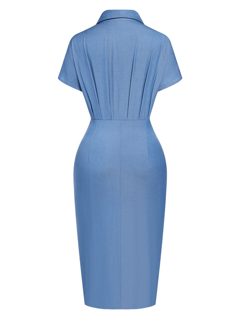 Blue 1960s Batwing Tencel Denim Shirt Dress