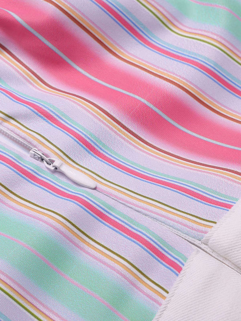 1950s Halter Starfish Colorful Stripes Belted Jumpsuit