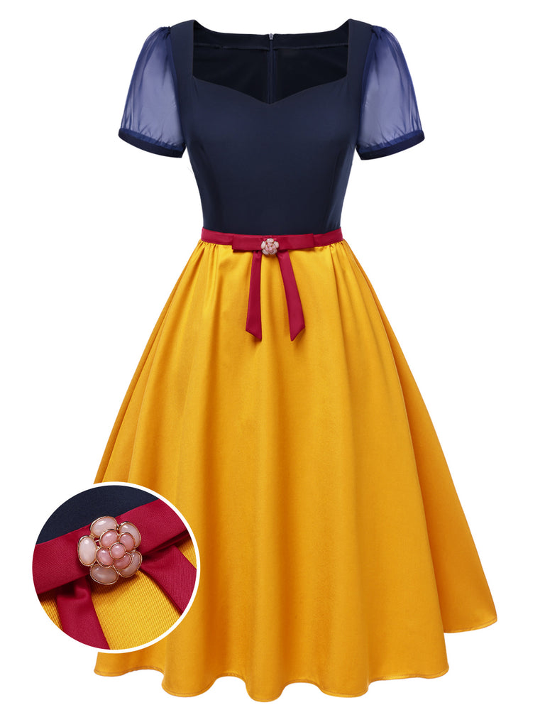 1940s Sweetheart Neck Bow Princess Dress