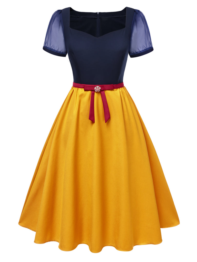 1940s Sweetheart Neck Bow Princess Dress