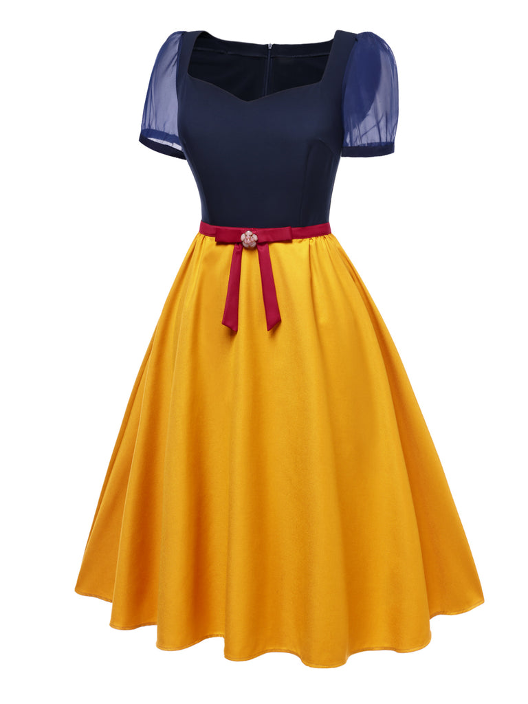 1940s Sweetheart Neck Bow Princess Dress