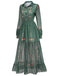 Green 1930s Floral Mesh Patchwork Maxi Dress