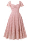 Pink 1950s Solid Lace Heart Collar Dress
