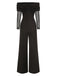 Black 1950s Off-Shoulder Sheer Sleeve Jumpsuit