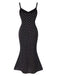 Black 1930s Spaghetti Strap Polka Dots Mermaid Dress