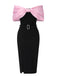 Pink & Black 1960s Bow Off-Shoulder Belted Dress