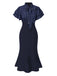 Black 1930s Dots Tie Neck Mermaid Dress