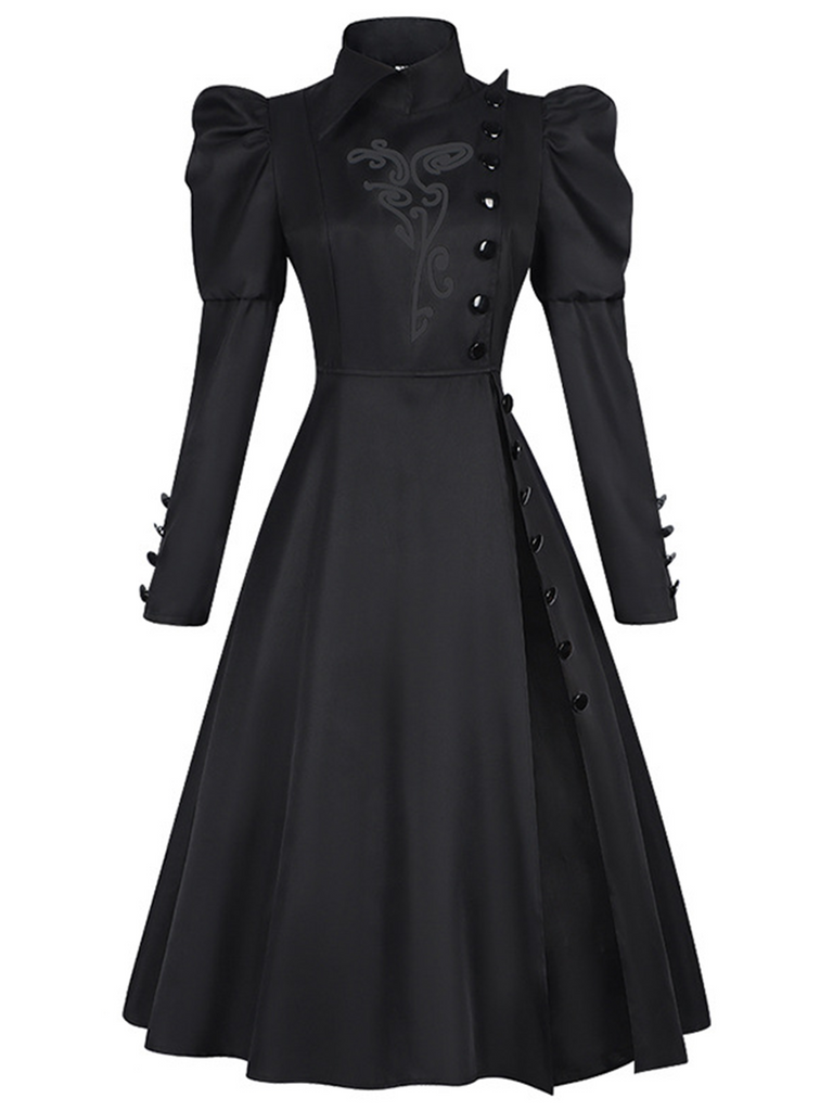 Black 1940s Wicked-Inspired Floral Witch Dress