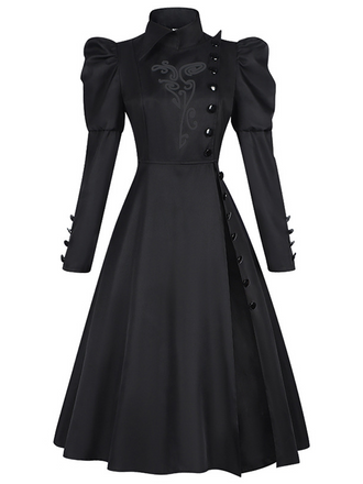 Black 1940s Wicked-Inspired Floral Witch Dress