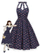 Blue 1950s Halter Lace Pure Cotton Floral Dress