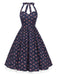 Blue 1950s Halter Lace Pure Cotton Floral Dress