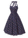 Blue 1950s Halter Lace Pure Cotton Floral Dress