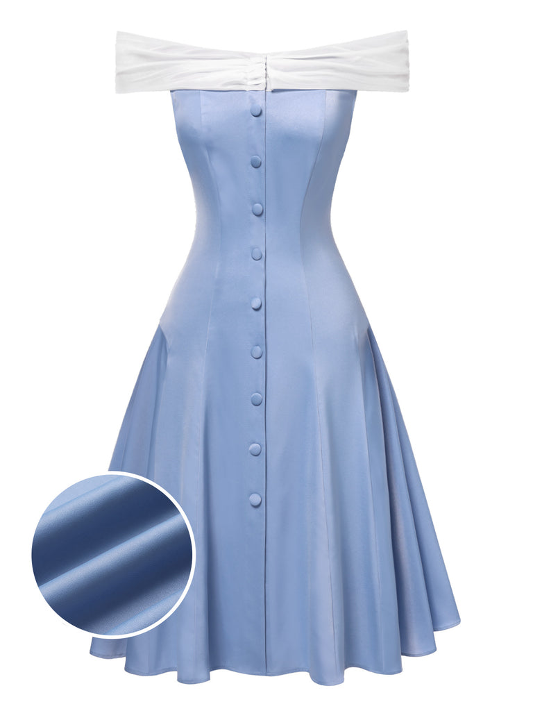 [Pre-Sale] Blue 1950s Off-Shoulder Tulle Princess Dress