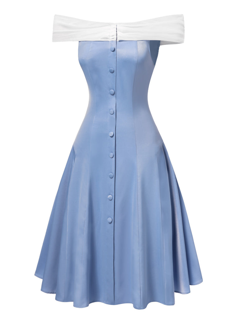 [Pre-Sale] Blue 1950s Off-Shoulder Tulle Princess Dress