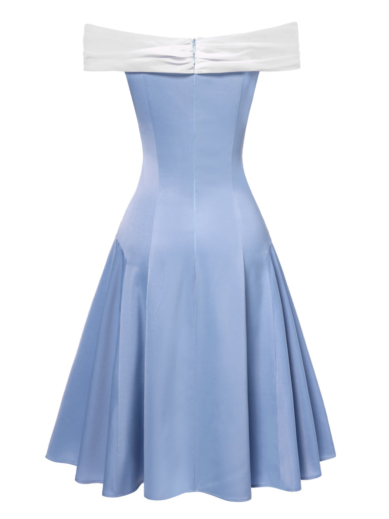 [Pre-Sale] Blue 1950s Off-Shoulder Tulle Princess Dress