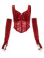 Red 1930s Velvet Lace Tank Top With Gloves
