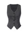 Dark Gray 1960s V-Neck Pinstripes Sleeveless Top