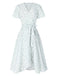 White 1940s Cotton Slanted Tie Floral Dress