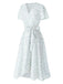 White 1940s Cotton Slanted Tie Floral Dress