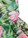 Green 1970s Tropical Rainforest Plant Chiffon Romper