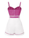 Pink 1940s Polka Dot Patchwork Suspender Romper