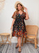 [Plus Size] 1950s Multicolored Floral Flare Sleeve Dress