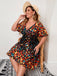 [Plus Size] 1950s Multicolored Floral Flare Sleeve Dress