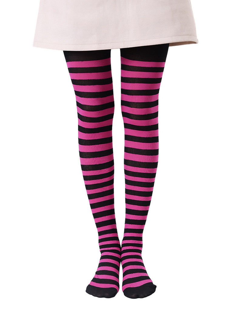 Color-Contrasted Stripe Tights Pantyhose