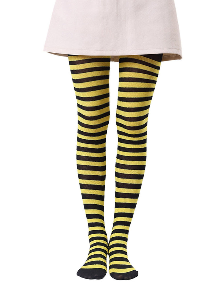Color-Contrasted Stripe Tights Pantyhose