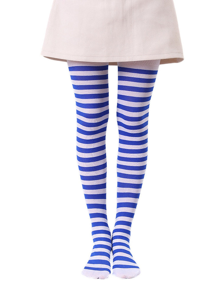 Color-Contrasted Stripe Tights Pantyhose