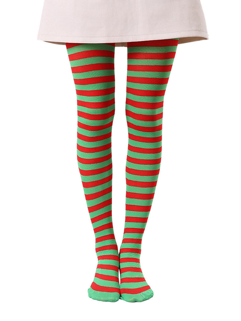 Color-Contrasted Stripe Tights Pantyhose