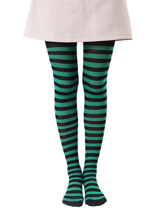 Color-Contrasted Stripe Tights Pantyhose